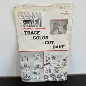 New VTG Shrink Art Shrinky Plastic Crafts Artis Incorporated‎ Original 3 Sheet